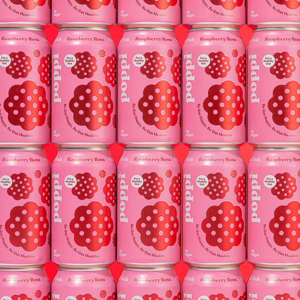 poppi, Raspberry Rose, A Healthy Sparkling Prebiotic Soda